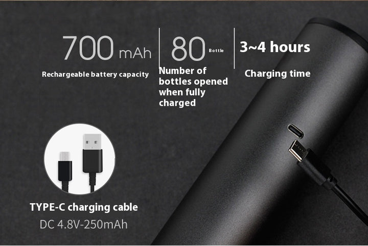 Mini Electric Bottle Opener Type-c Rechargeable Stainless Steel